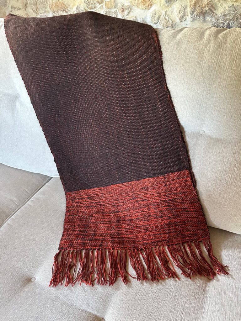 Étole tissée main brune et terracotta
